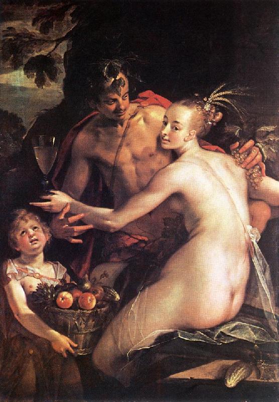 AACHEN, Hans von Bacchus, Ceres and Cupid Germany oil painting art